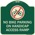 Signmission No Bike Parking on Handicap Access Ramp Heavy-Gauge Aluminum Sign, 18" x 18", G-1818-23855 A-DES-G-1818-23855